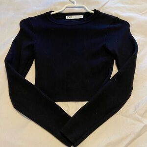 Zara Black Long Sleeve Crop Top